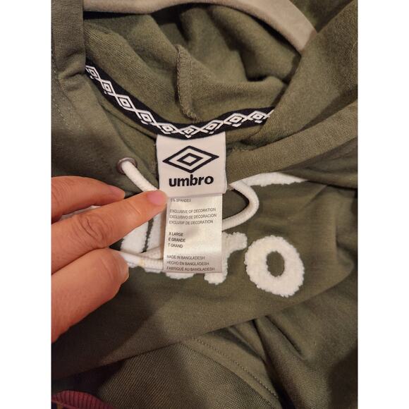 Umbro Olive Green Sleeveless‎ Hoodie, Size XL cropped - Picture 4 of 4